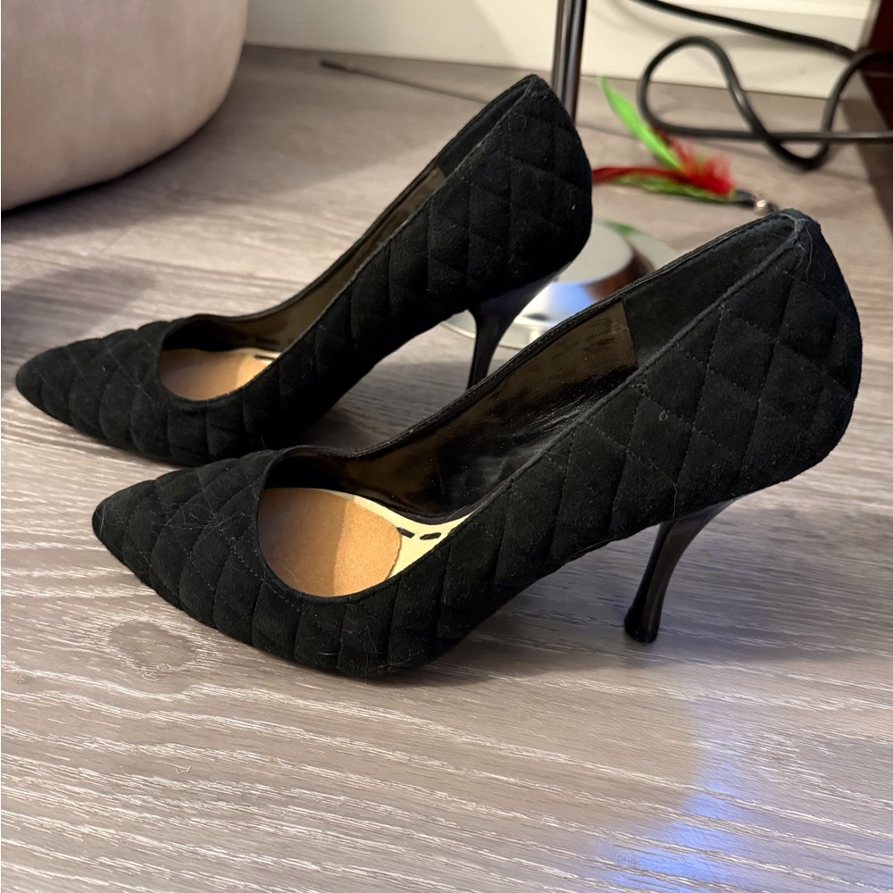 Elegant Black Quilted Women's Heels